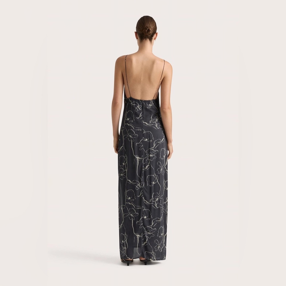Faithfull Aurelie Backless Maxi Dress Calla Charred Navy